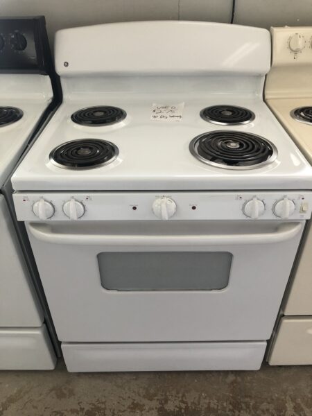 White GE Front Control Electric Range (JBS15M)